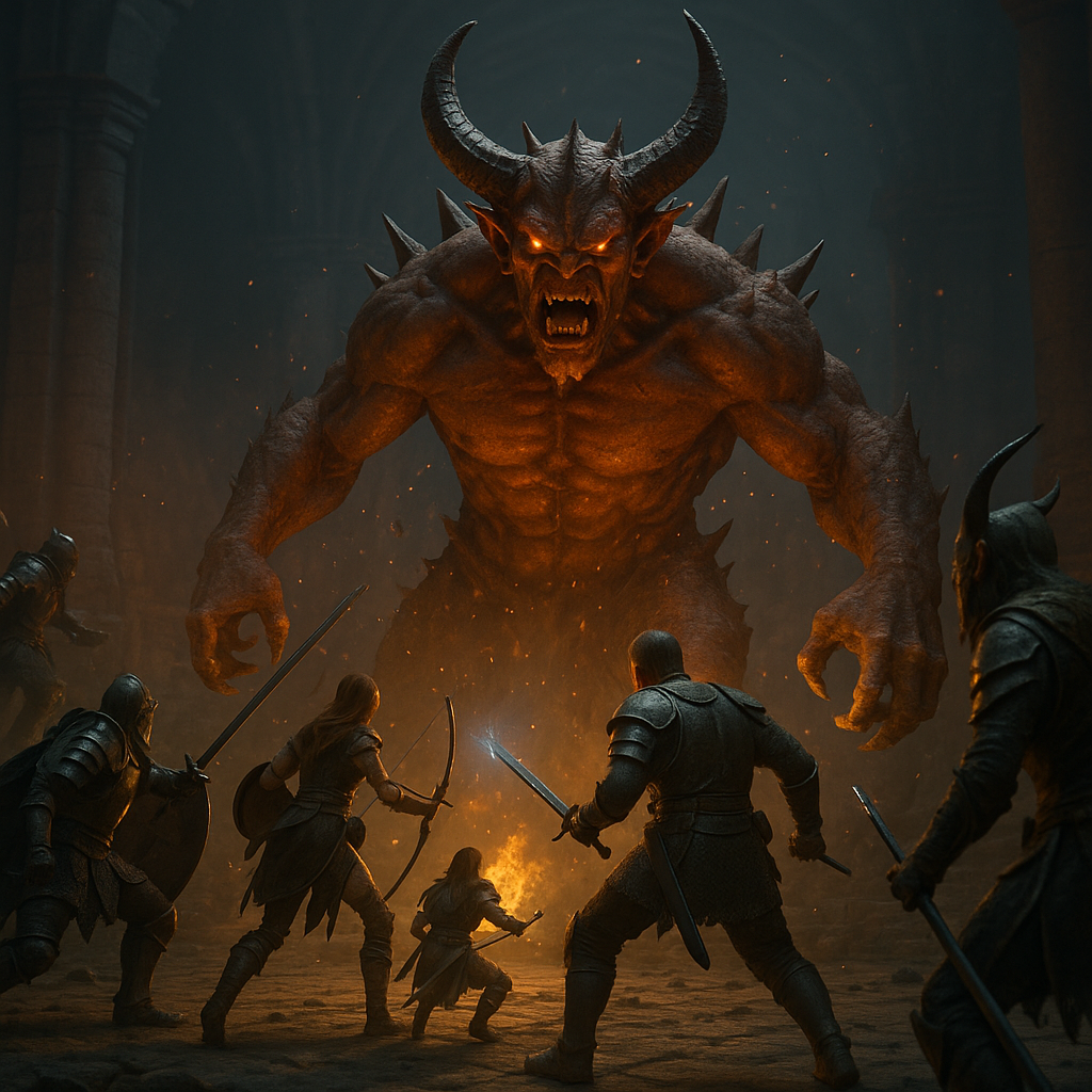 MMORPG raid boss battle fantasy game