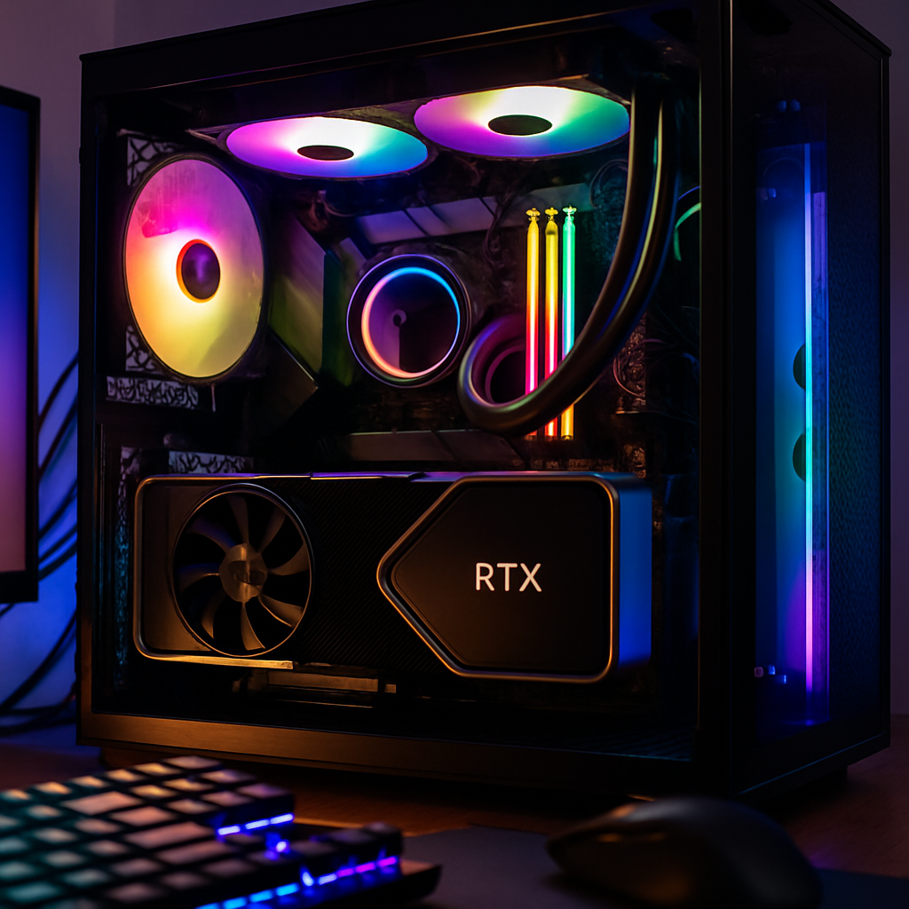 NVIDIA graphics card gaming setup RGB lighting